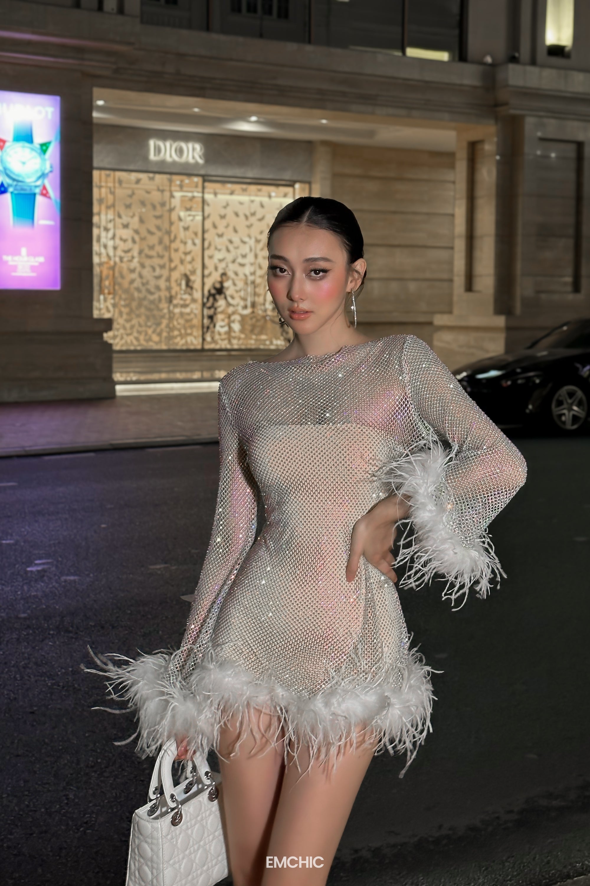 Tulle Sequin Feather-trim Set