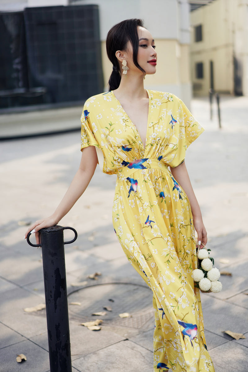 Yellow Fairy Wings Silk Dress