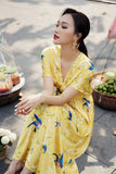 Yellow Fairy Wings Silk Dress