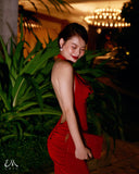 Đầm Trống Lưng Nhún Hông (Red Velvet Dress)