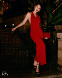 Đầm Trống Lưng Nhún Hông (Red Velvet Dress)