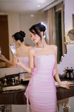 Đầm Lưới Nhún Hoa Cài (Pinko Dress)
