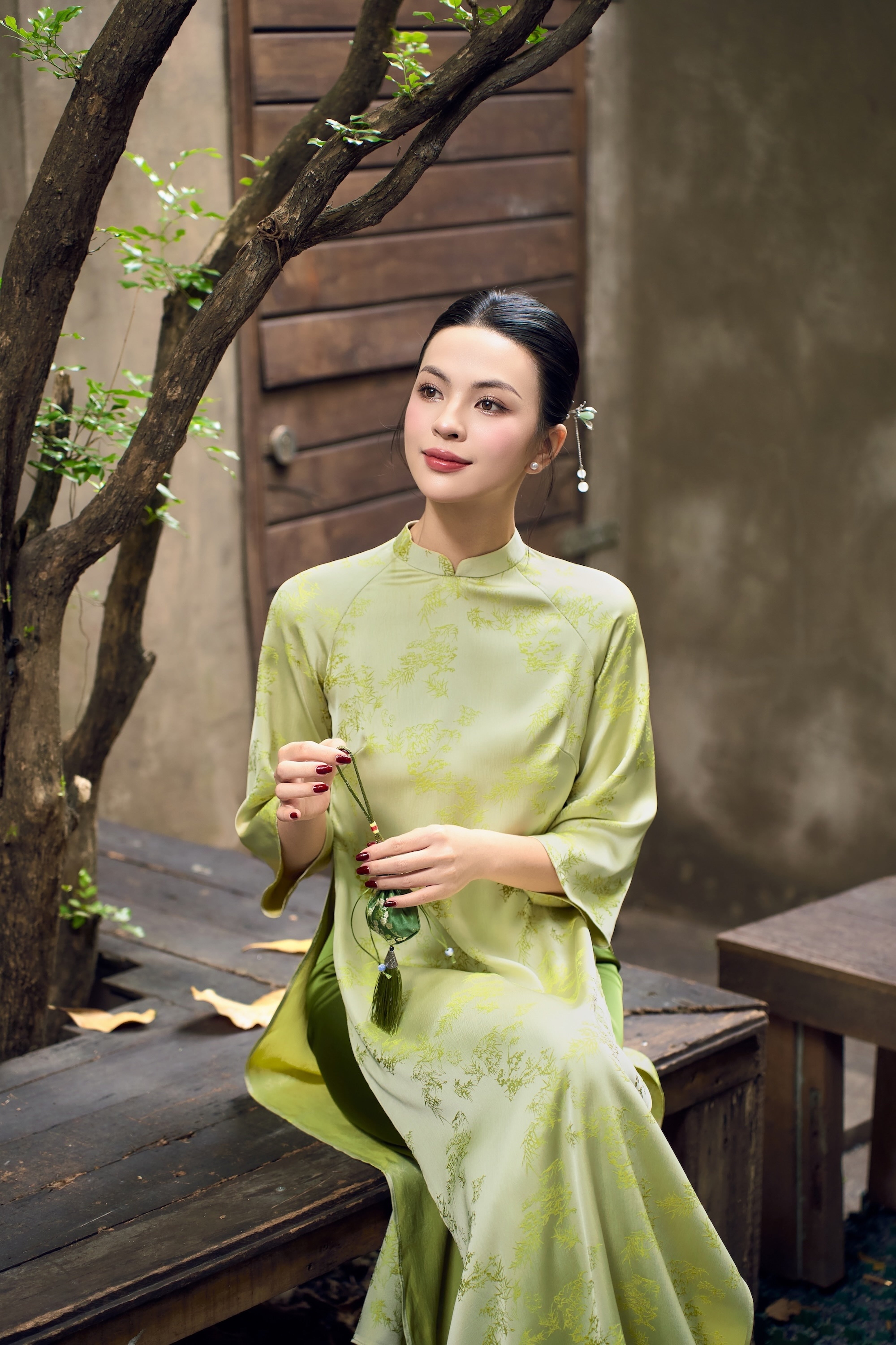 vietnamese silk dress Xanh Sen
