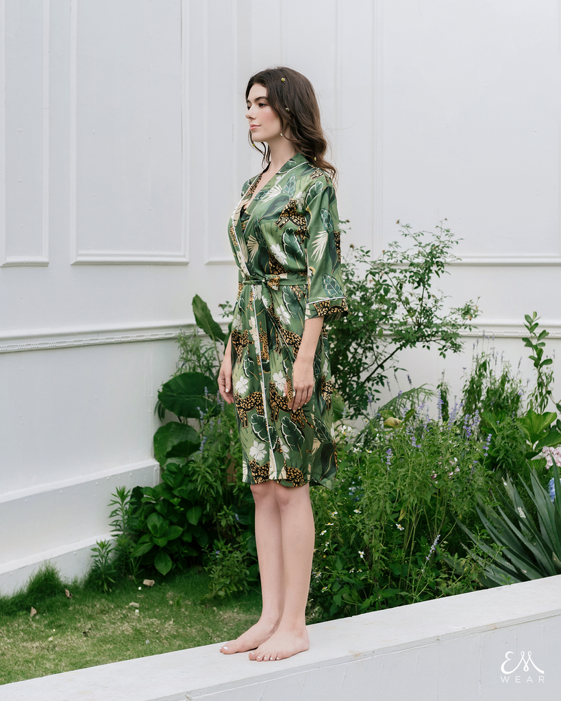 Tropical Panther Silk Robe – EM Wear
