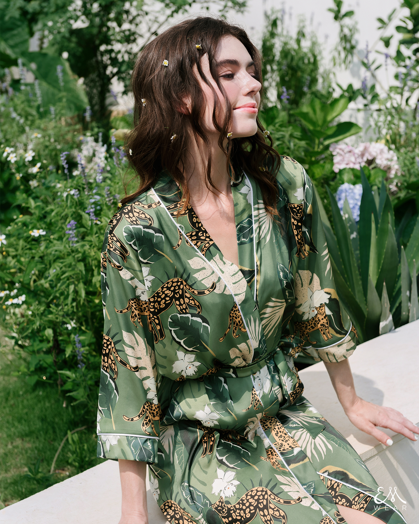 Tropical Panther Silk Robe