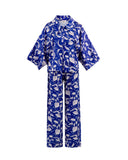 Dark Blue Flower modern Pyjama Set
