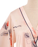 Pyjama Kimono vân lá hồng nhạt